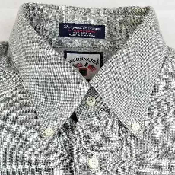 Faconnable Gray Oxford Style Embroidered Logo Med - Picture 1 of 6